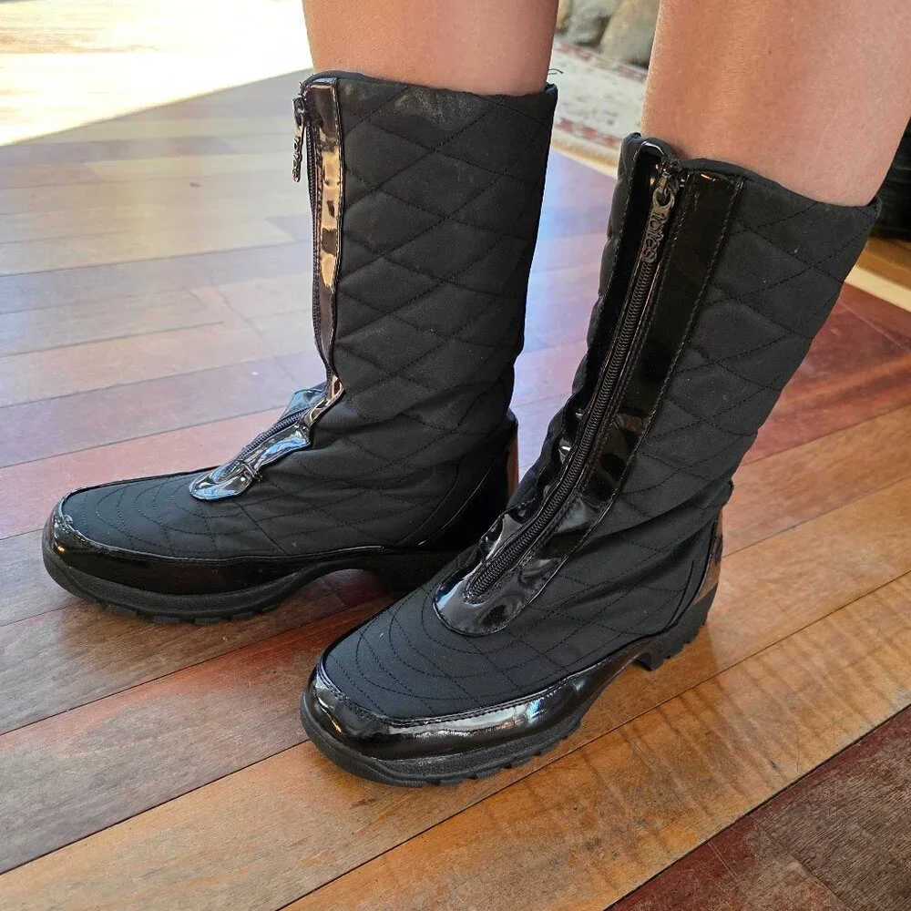 Totes Black Front Zip-Up All Weather Boots Size 10